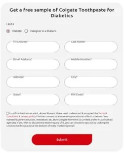 Colgate Diabetes Free Sample Toothpaste Offer | Limited period 2 img 20211031 1045299198655425369322822