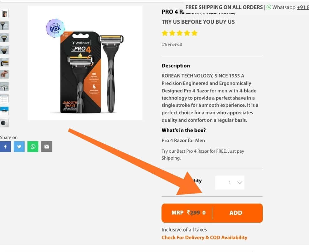 LetsShave Pro 4 Razor For FREE Worth ₹249 | FREE sample | Pay Only Shipping 2 img 20211103 1103011810010824660729899