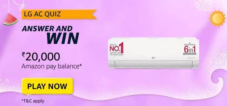 Todays Amazon LG AC Quiz answers today win Rs 20,000 (5 winners) 1 Amazon Quiz Answers Win Exciting Prizes Every Day 1