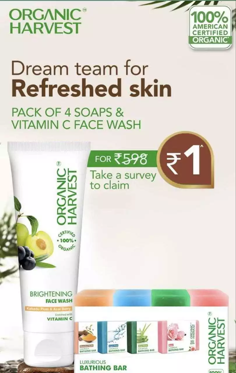 Free Samples of Organic Harvest Soaps and Facewash
