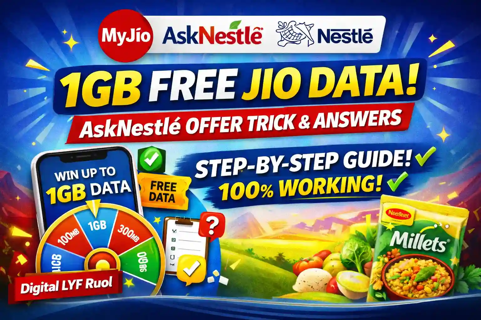 1GB Free Jio Data Trick 2026 | MyJio AskNestle Offer – Digital LYF Ruol 1 1GB Free Jio Data Trick 2026 MyJio AskNestle Offer Digital LYF Ruol