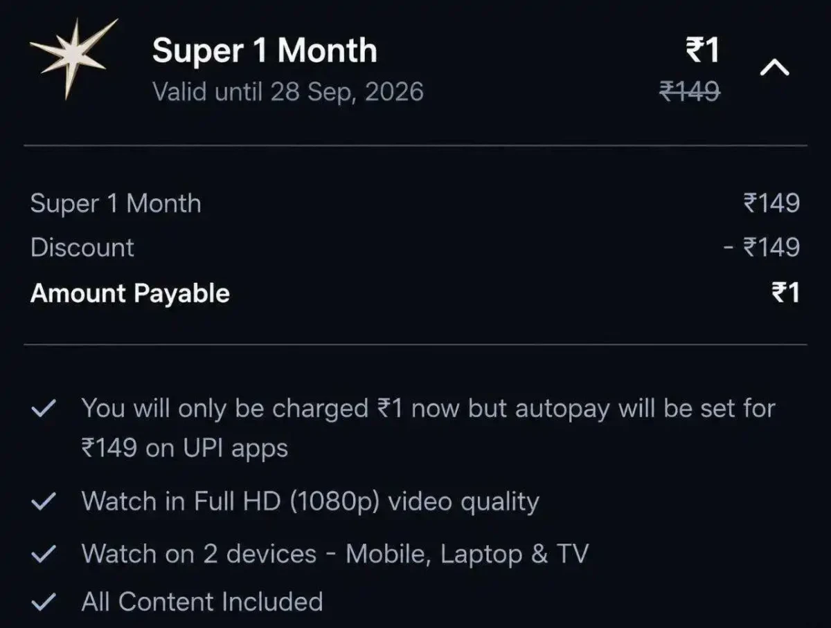 Jio Hotstar Free Subscription Payment Proof 1 Month Trick via PhonePe