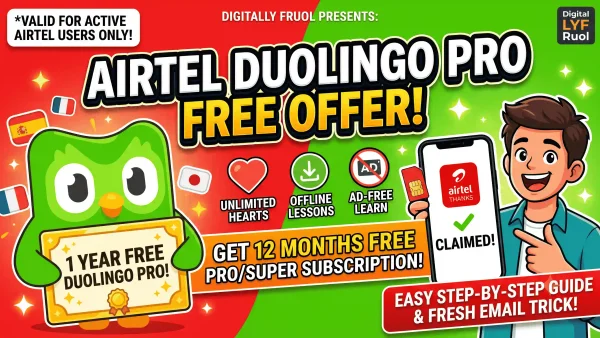 Airtel free Duolingo Pro 1 year subscription offer step guide