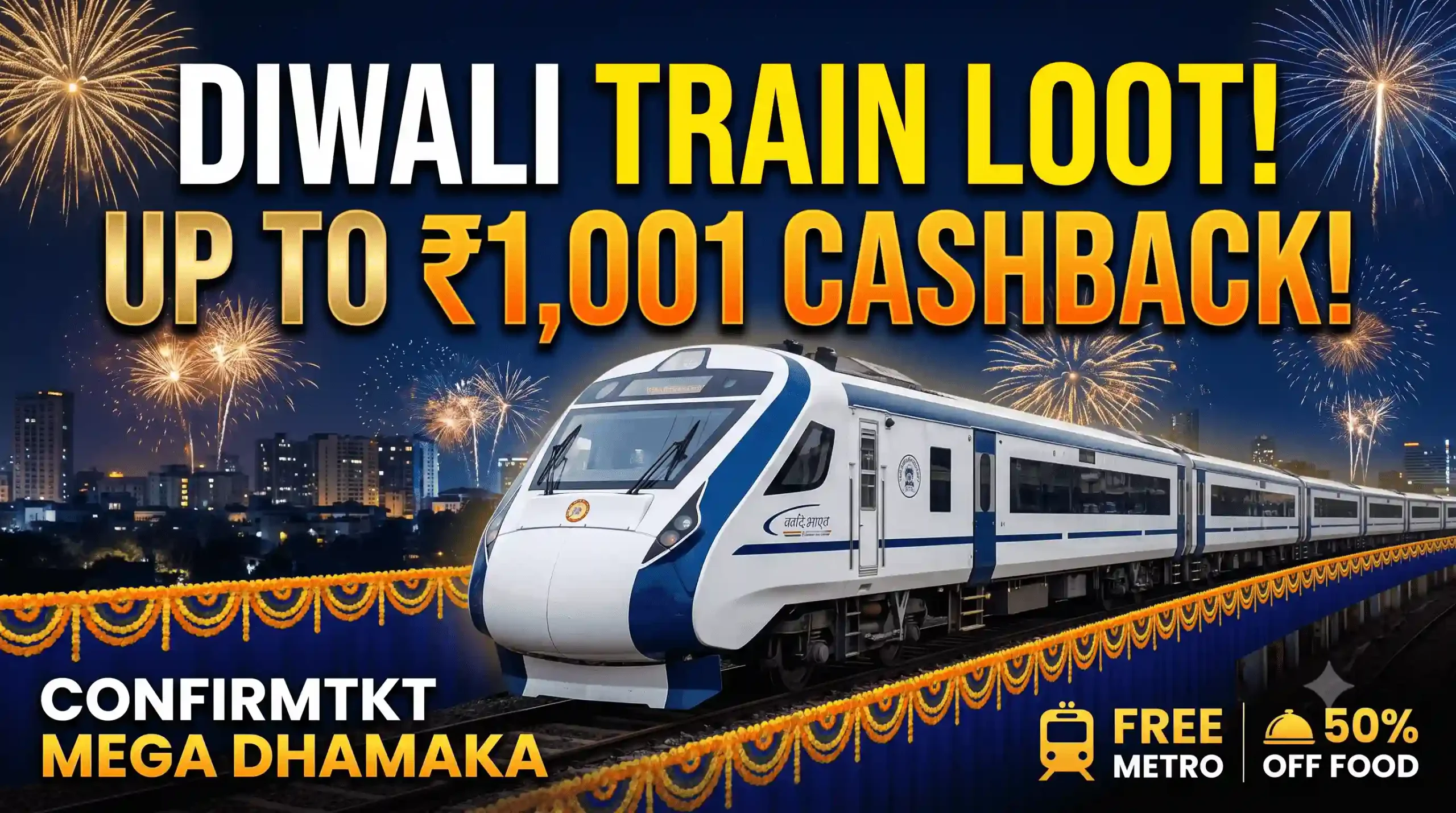 ConfirmTkt Diwali Mega Dhamaka Train Ticket Cashback Offer