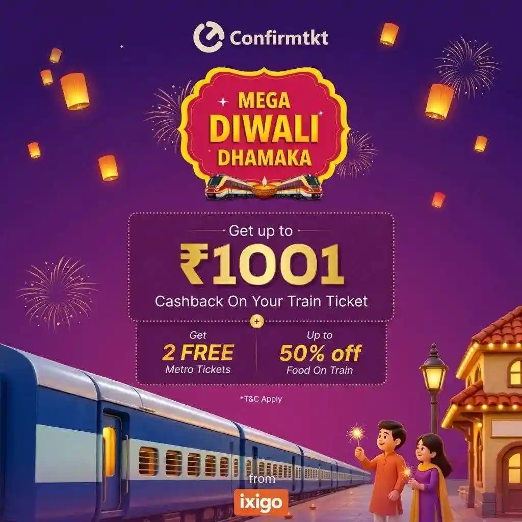 ConfirmTkt Diwali Mega Dhamaka Train Cashback Offer